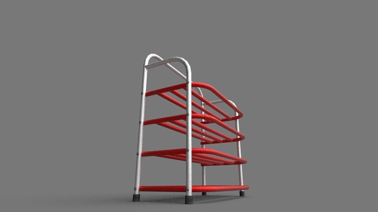 Stand White-Red 3D model_3