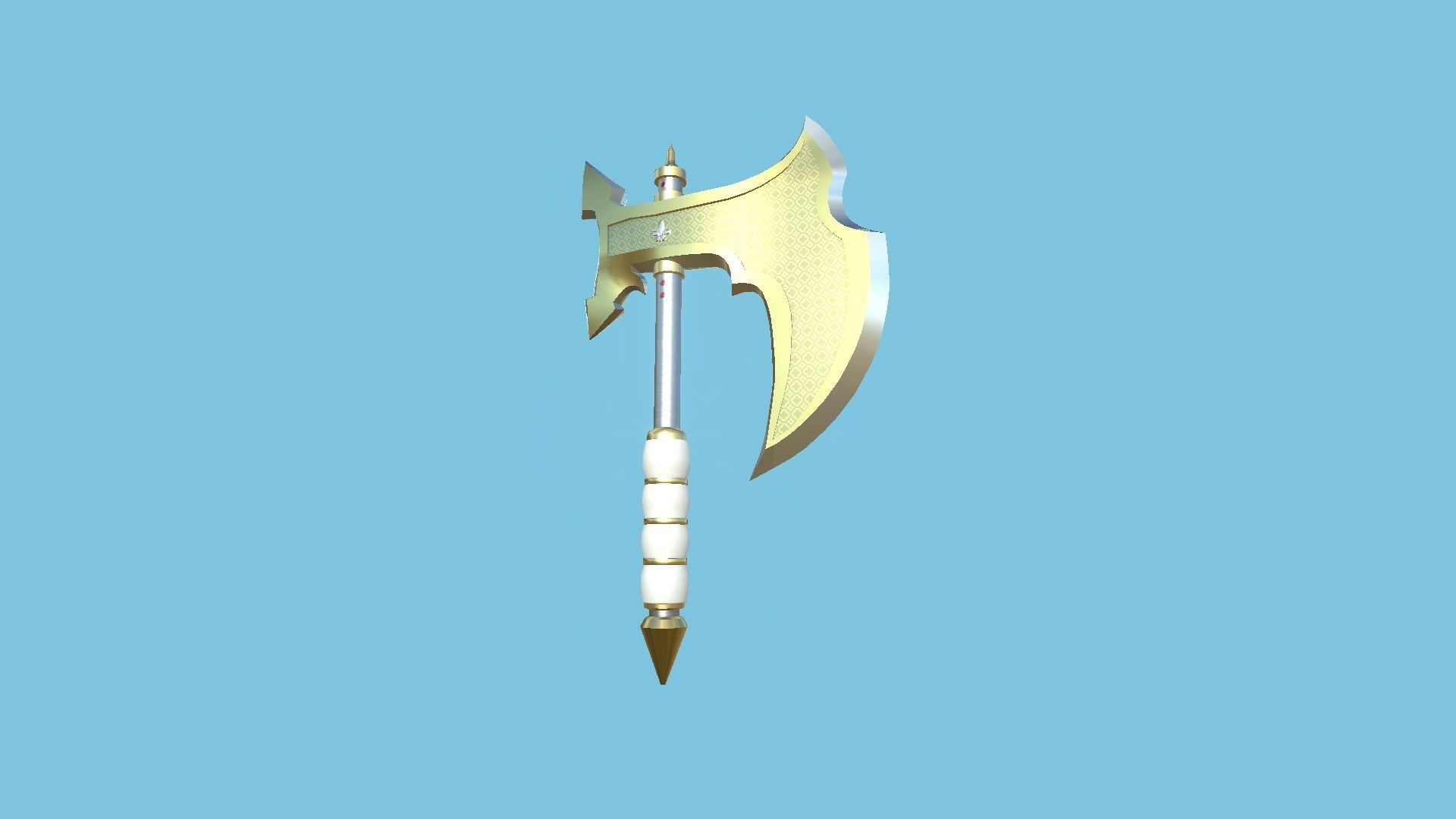 Medieval Battle Axe 10 Golden Luxury - Fantasy Weaponry Low-poly 3D model_1