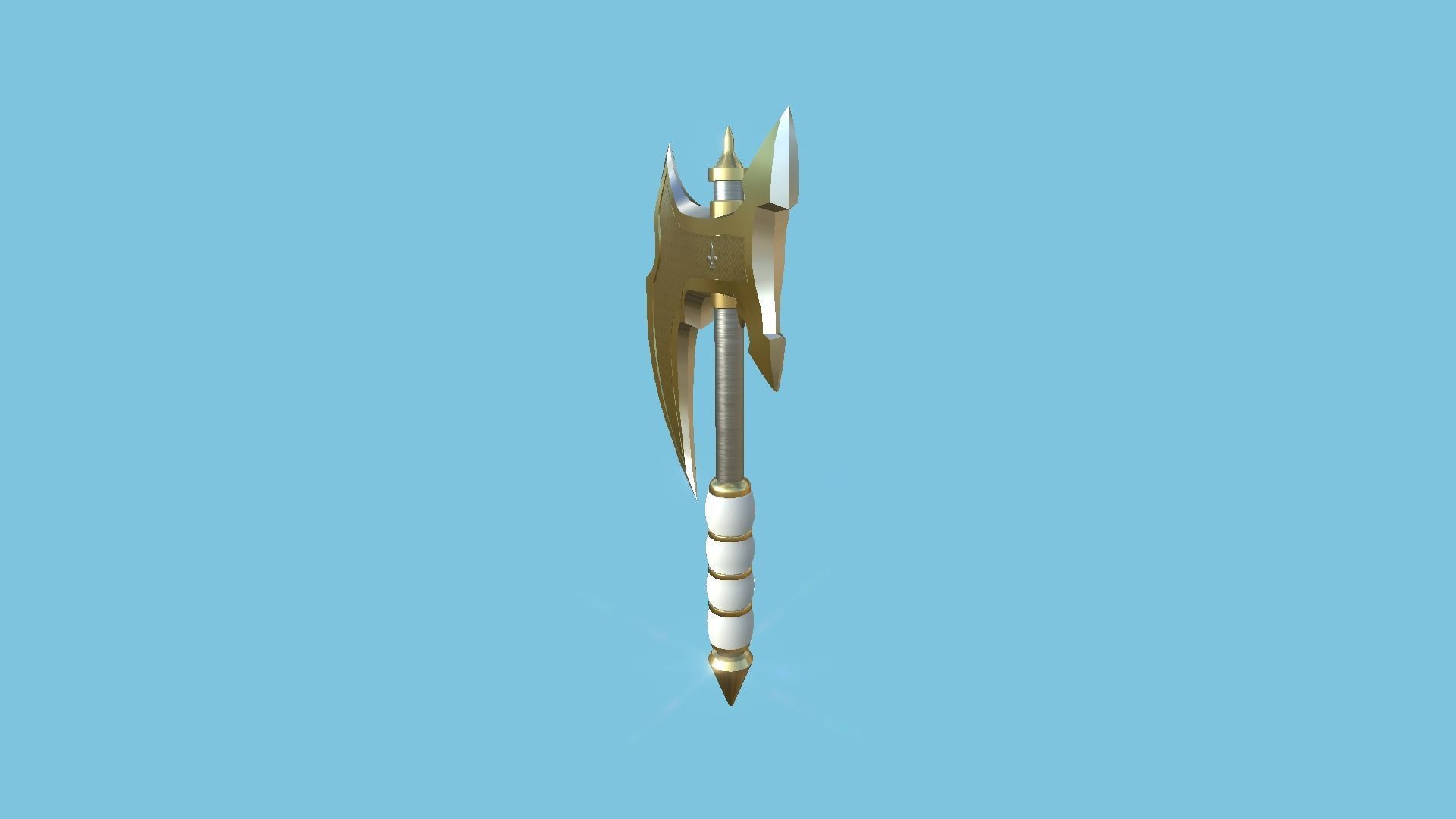 Medieval Battle Axe 10 Golden Luxury - Fantasy Weaponry Low-poly 3D model_4