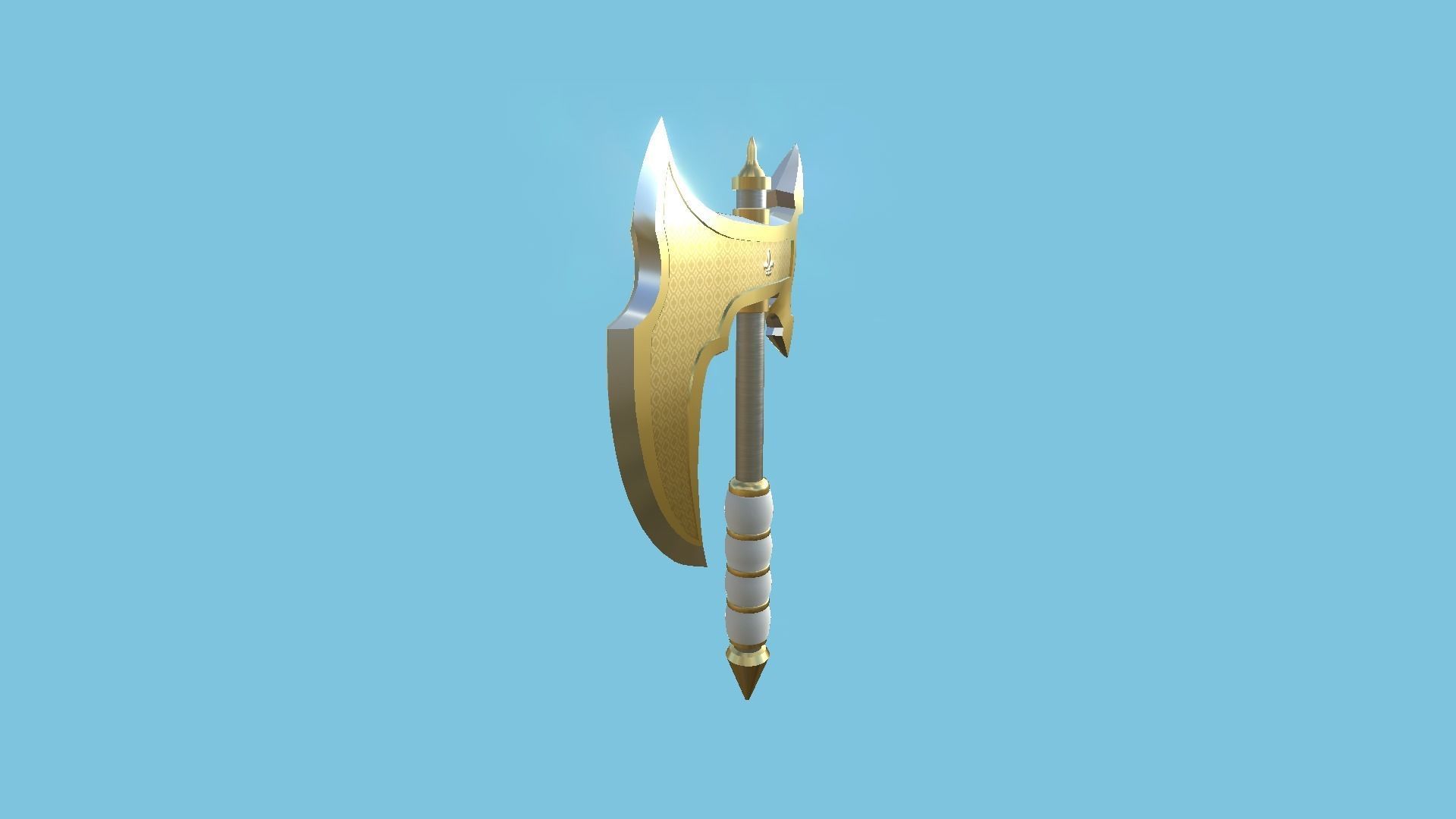 Medieval Battle Axe 10 Golden Luxury - Fantasy Weaponry Low-poly 3D model_3