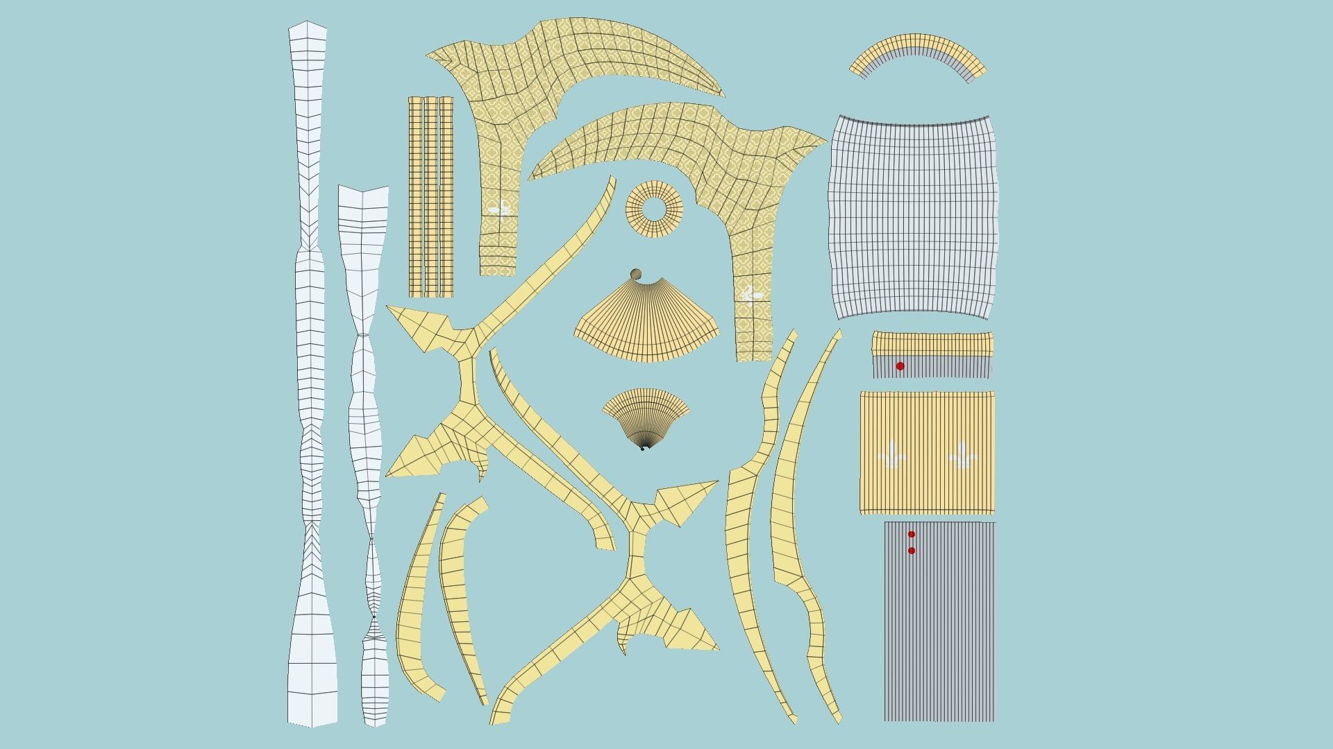 Medieval Battle Axe 10 Golden Luxury - Fantasy Weaponry Low-poly 3D model_5