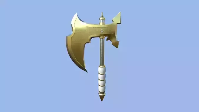 Medieval Battle Axe 10 Golden Luxury - Fantasy Weaponry Low-poly 3D model
