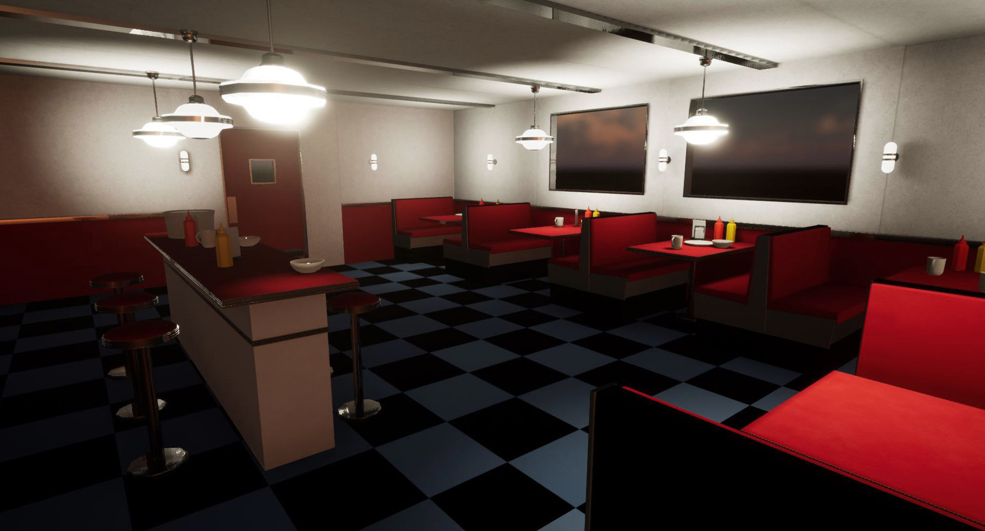 Modular American Diner Low-poly 3D model_8