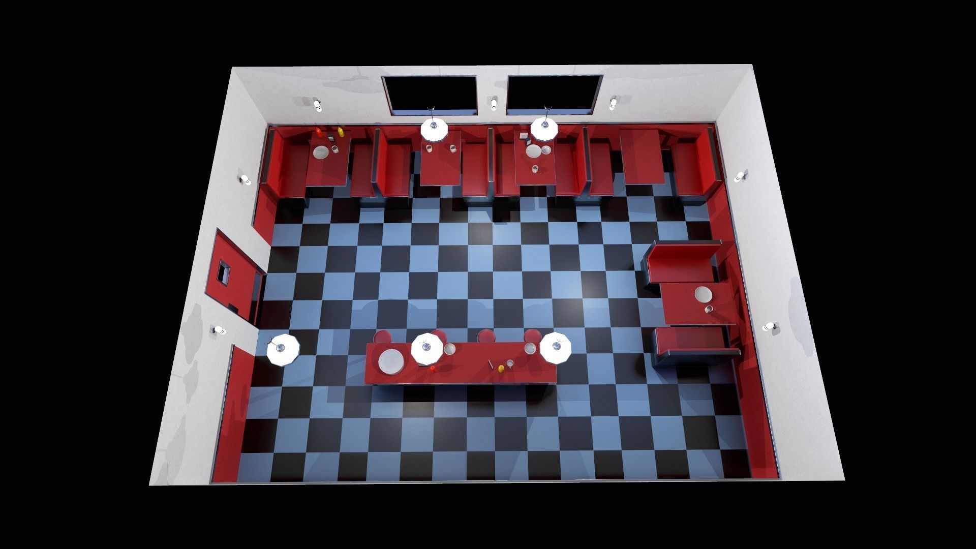 Modular American Diner Low-poly 3D model_6