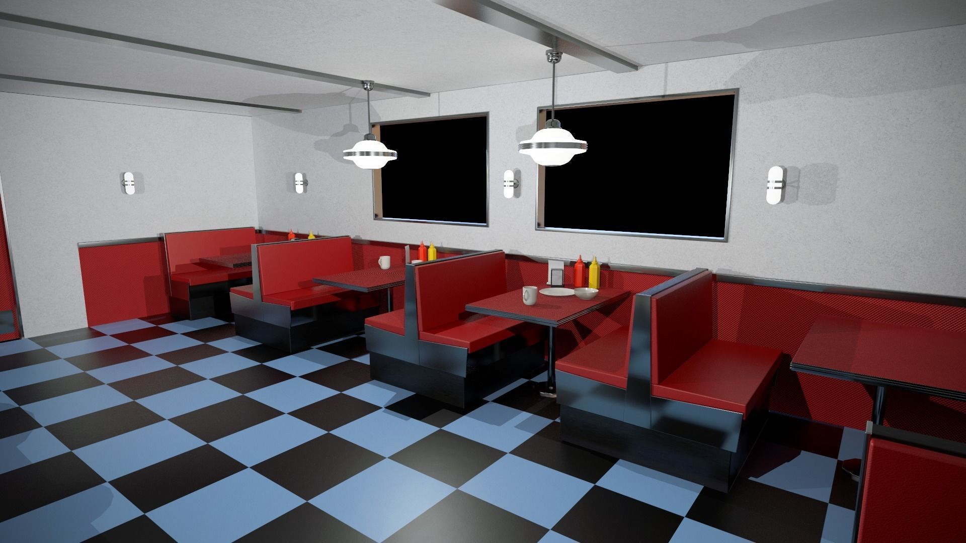 Modular American Diner Low-poly 3D model_11