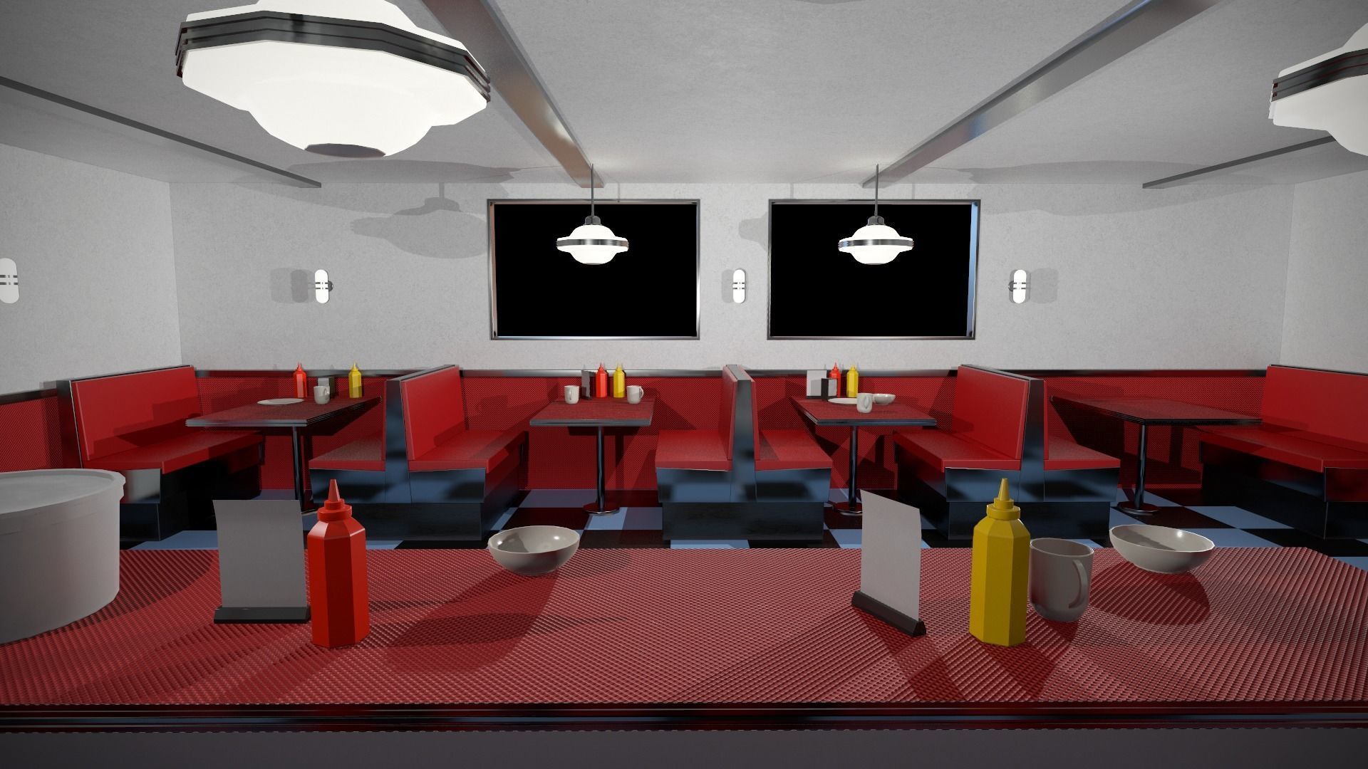 Modular American Diner Low-poly 3D model_10