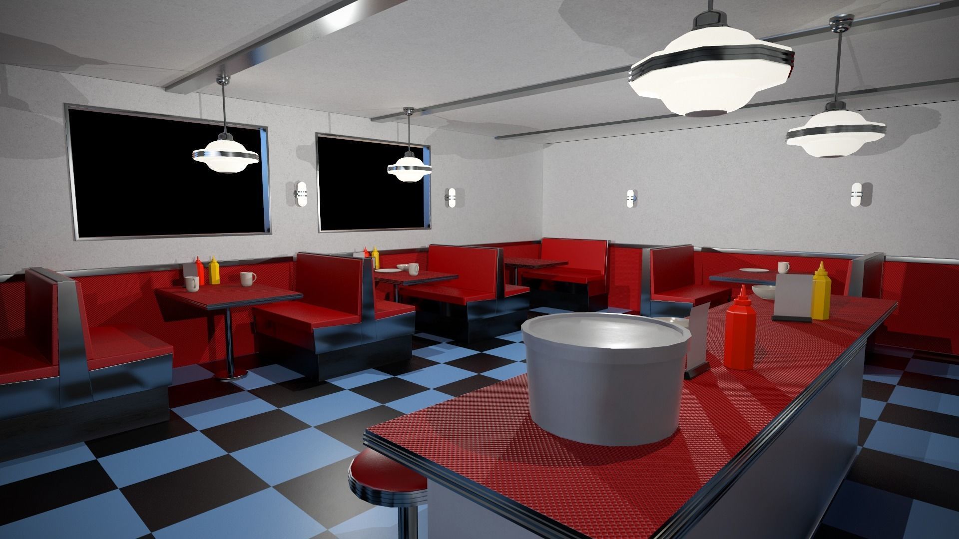 Modular American Diner Low-poly 3D model_13