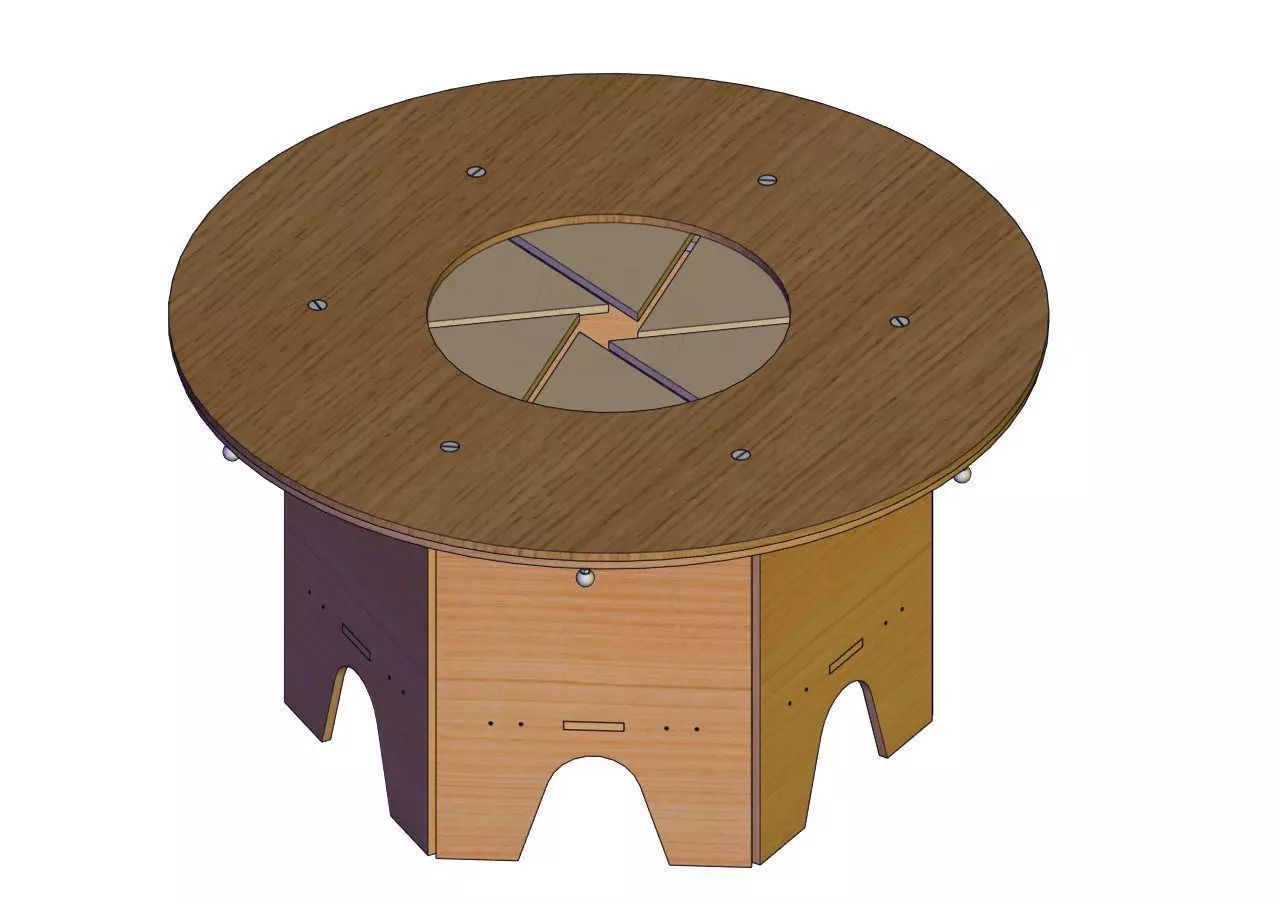 Wood Rotating Dining Table Design-6 blade-diameter1450mmV1 3D print model