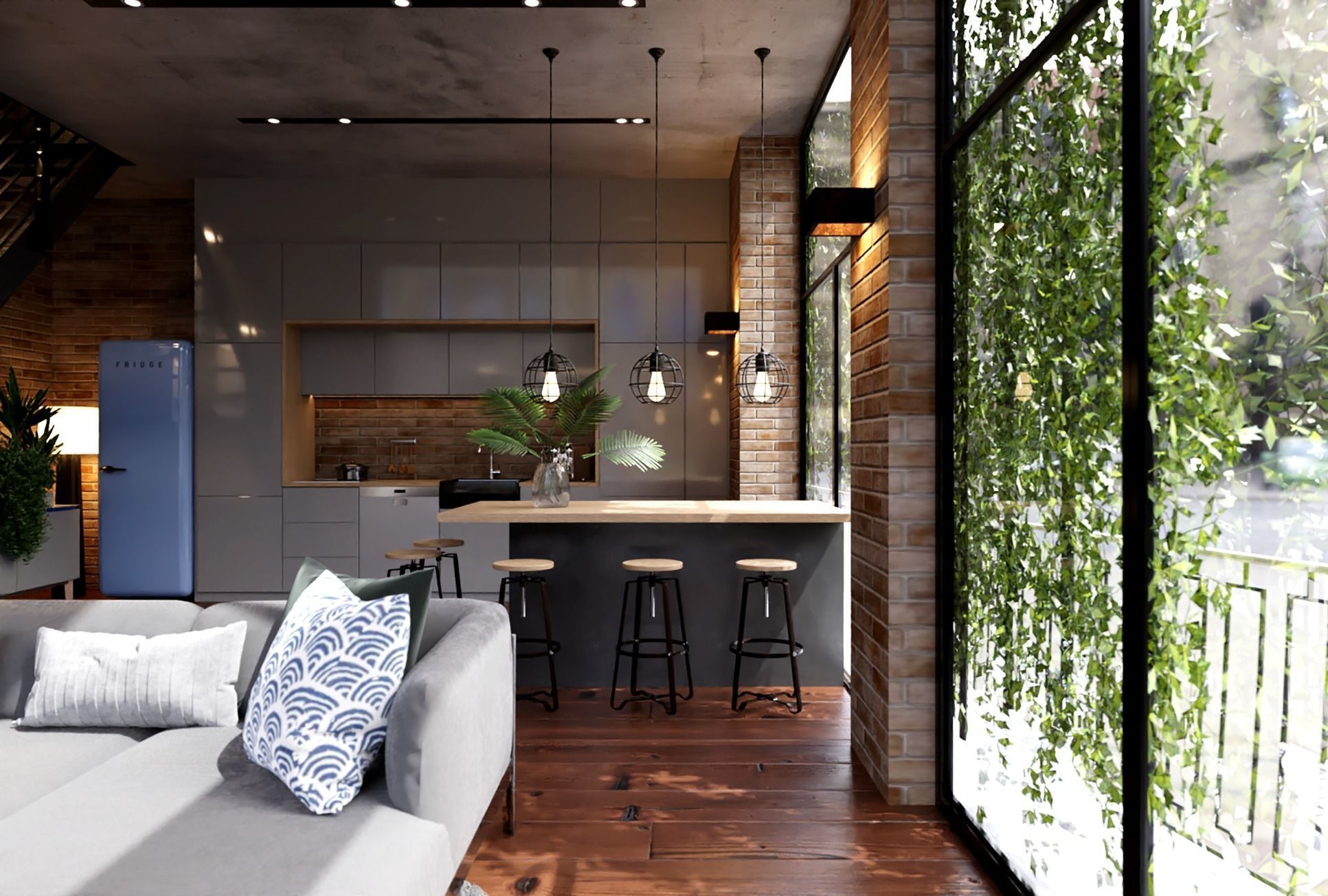 Loft Interior Scene 3D model_1
