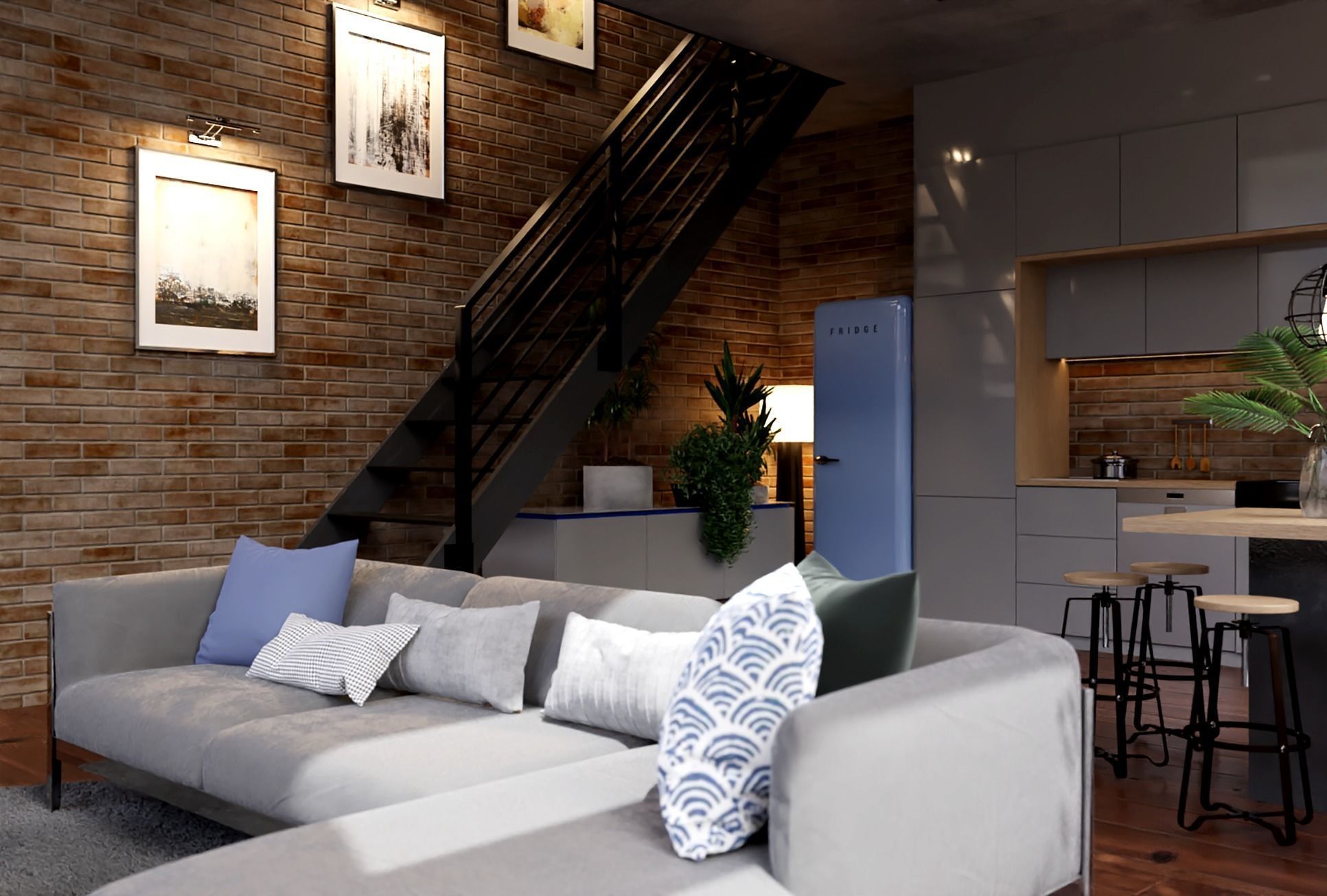 Loft Interior Scene 3D model_6