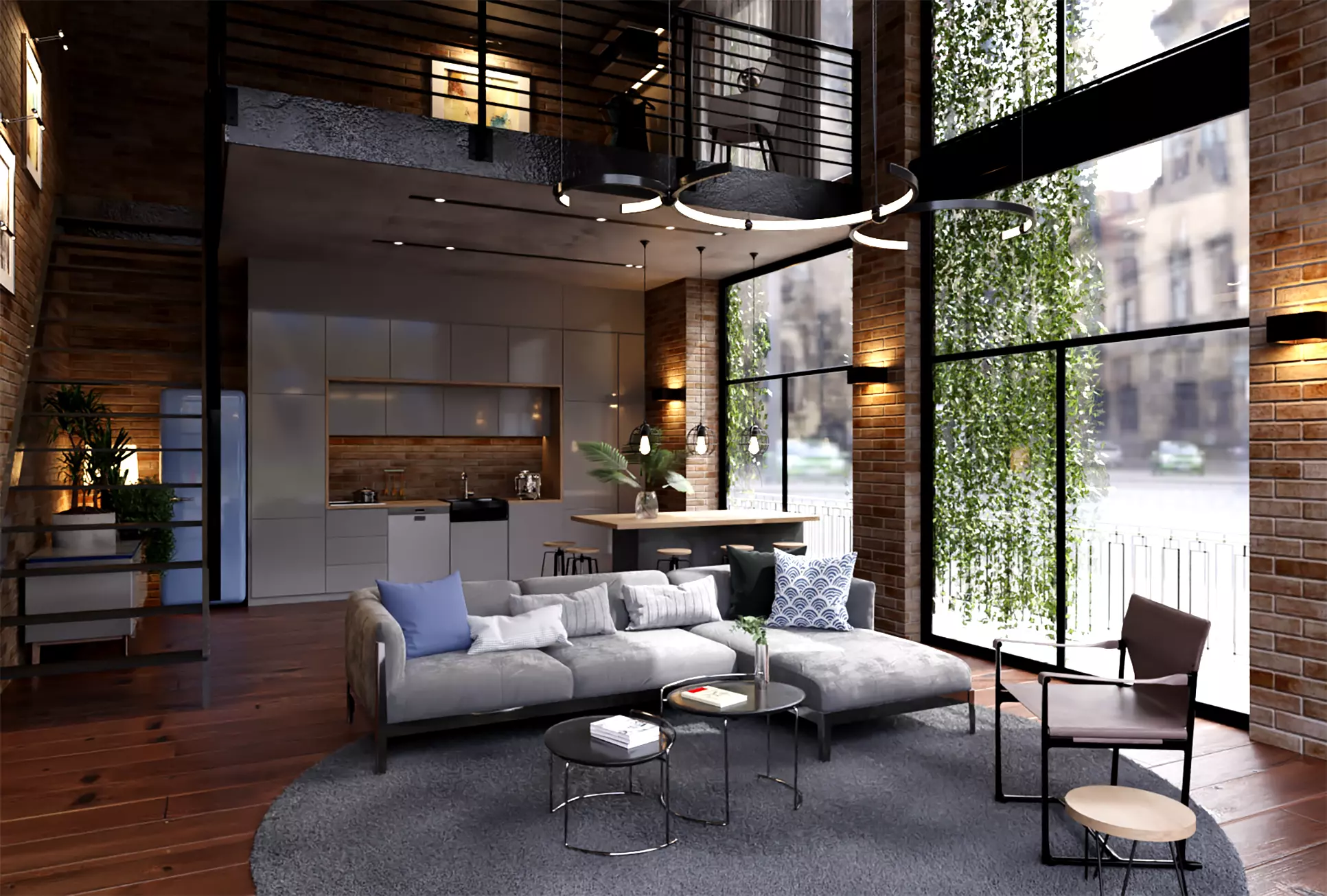 Loft Interior Scene 3D model_0