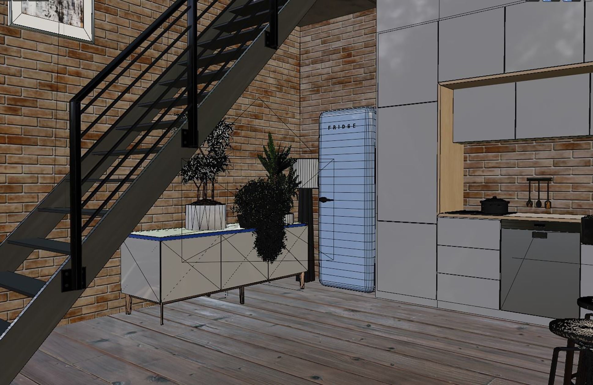 Loft Interior Scene 3D model_9