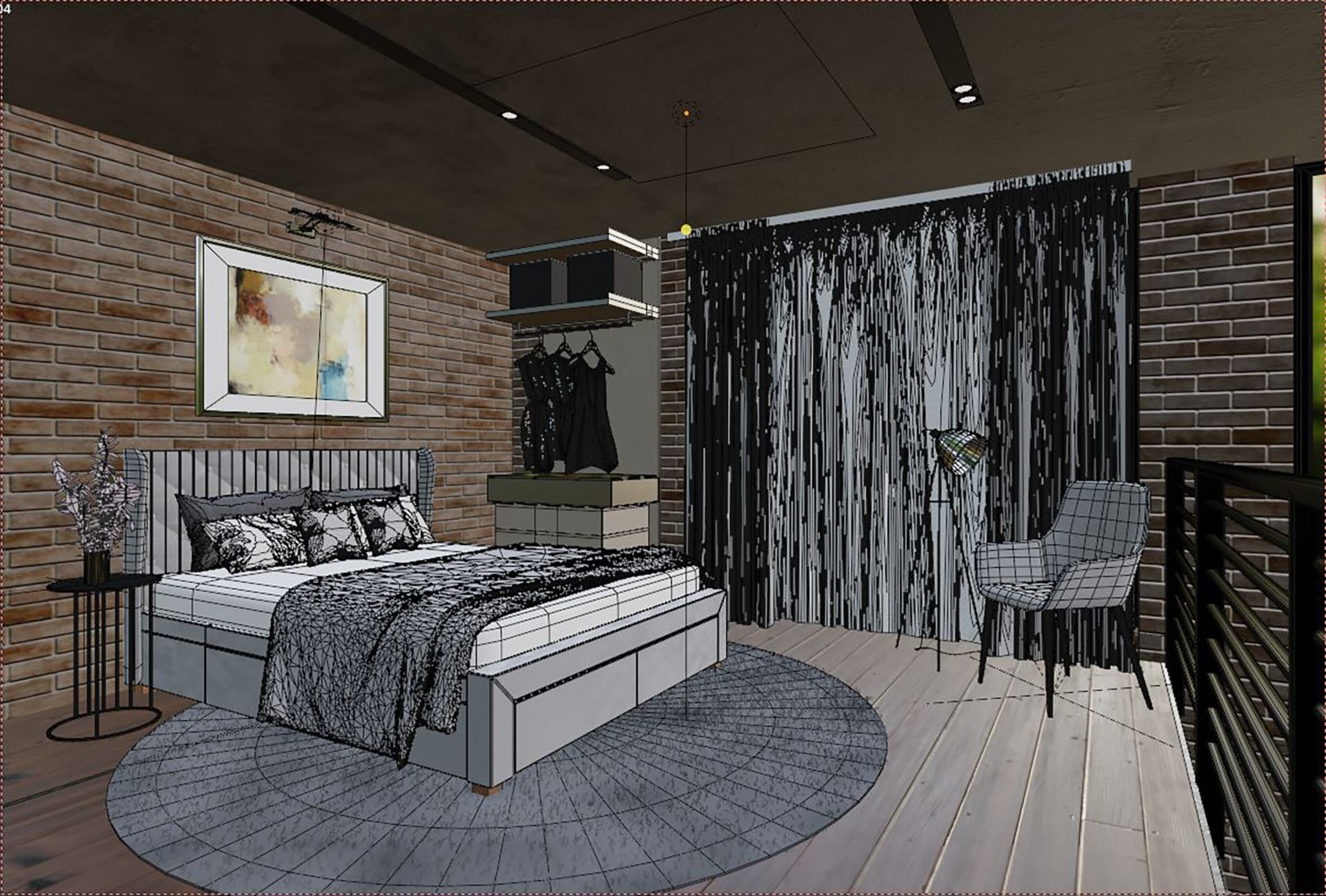 Loft Interior Scene 3D model_8