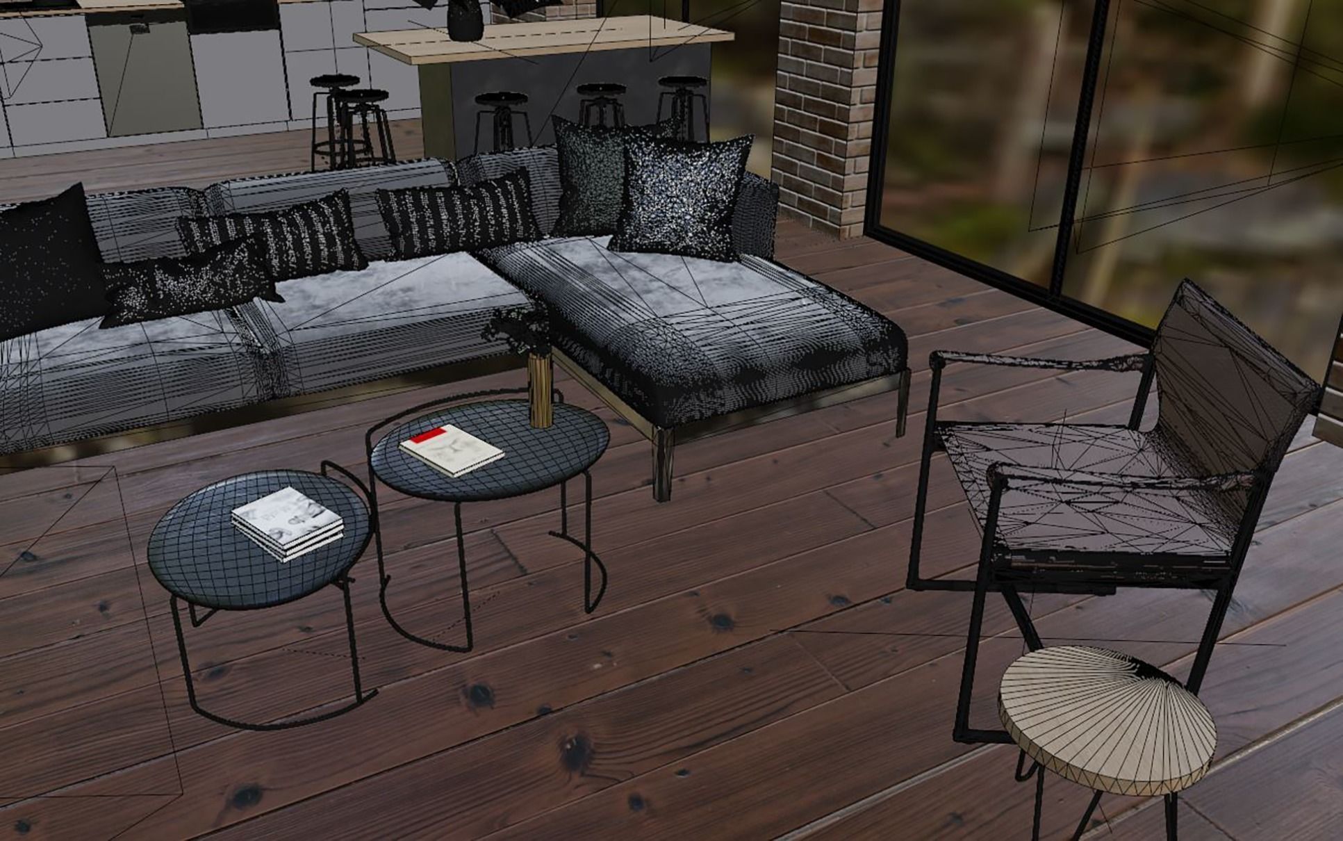 Loft Interior Scene 3D model_10