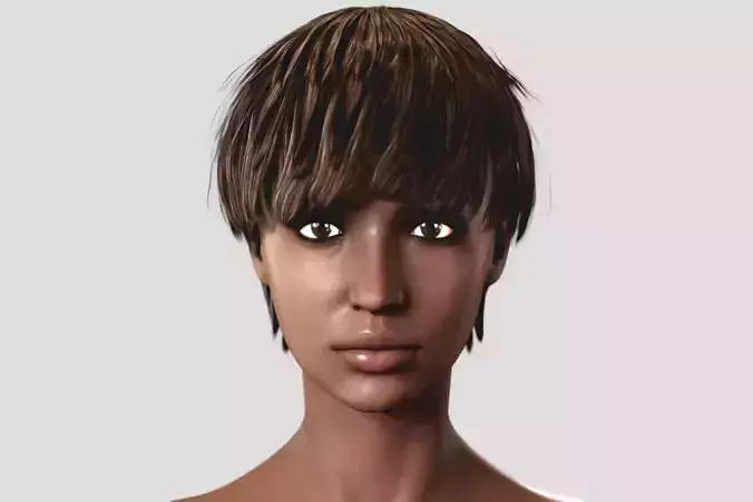 Naked Black Woman Fit Low-poly 3D model