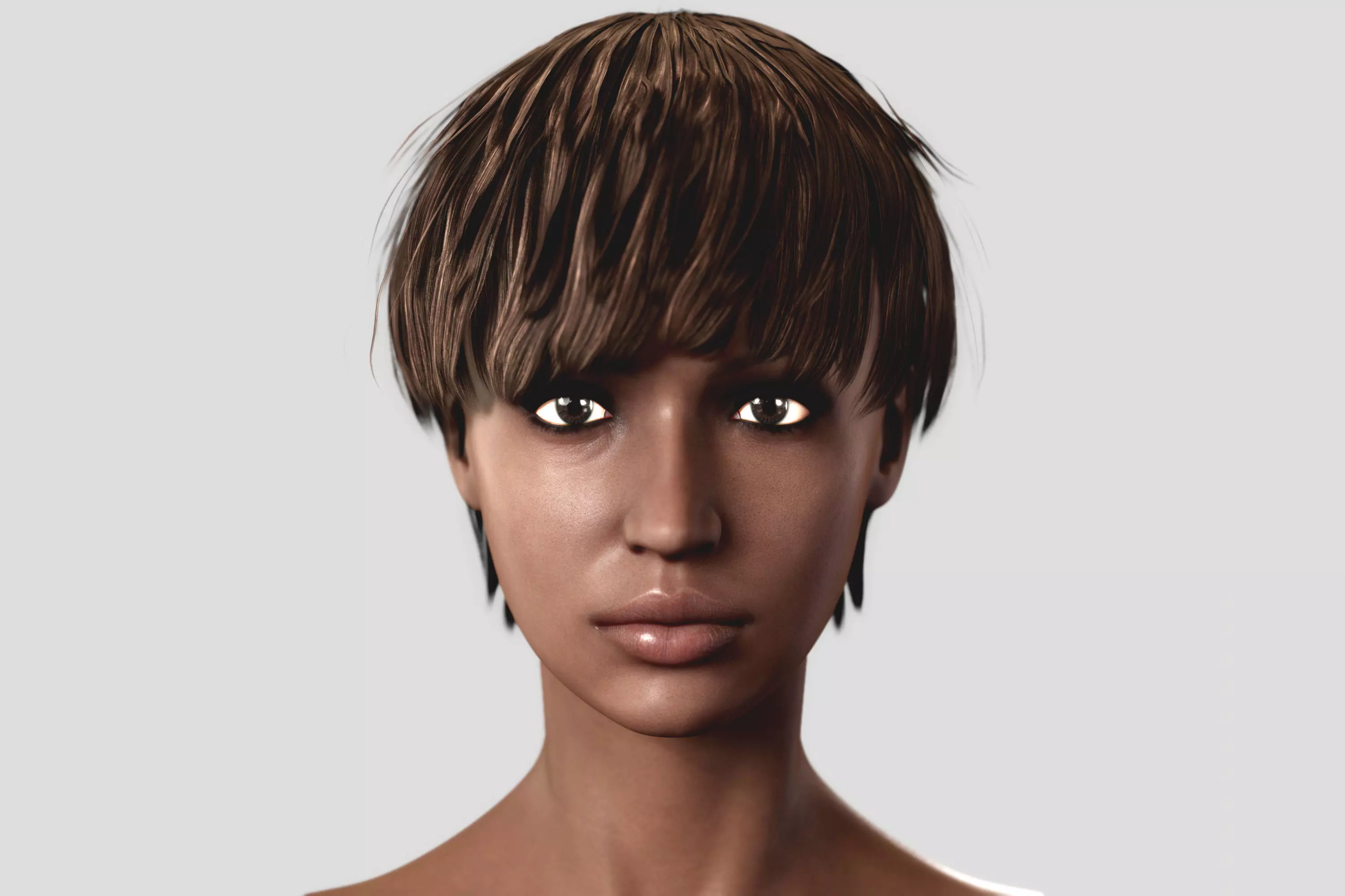 Naked Black Woman Fit Low-poly 3D model_0