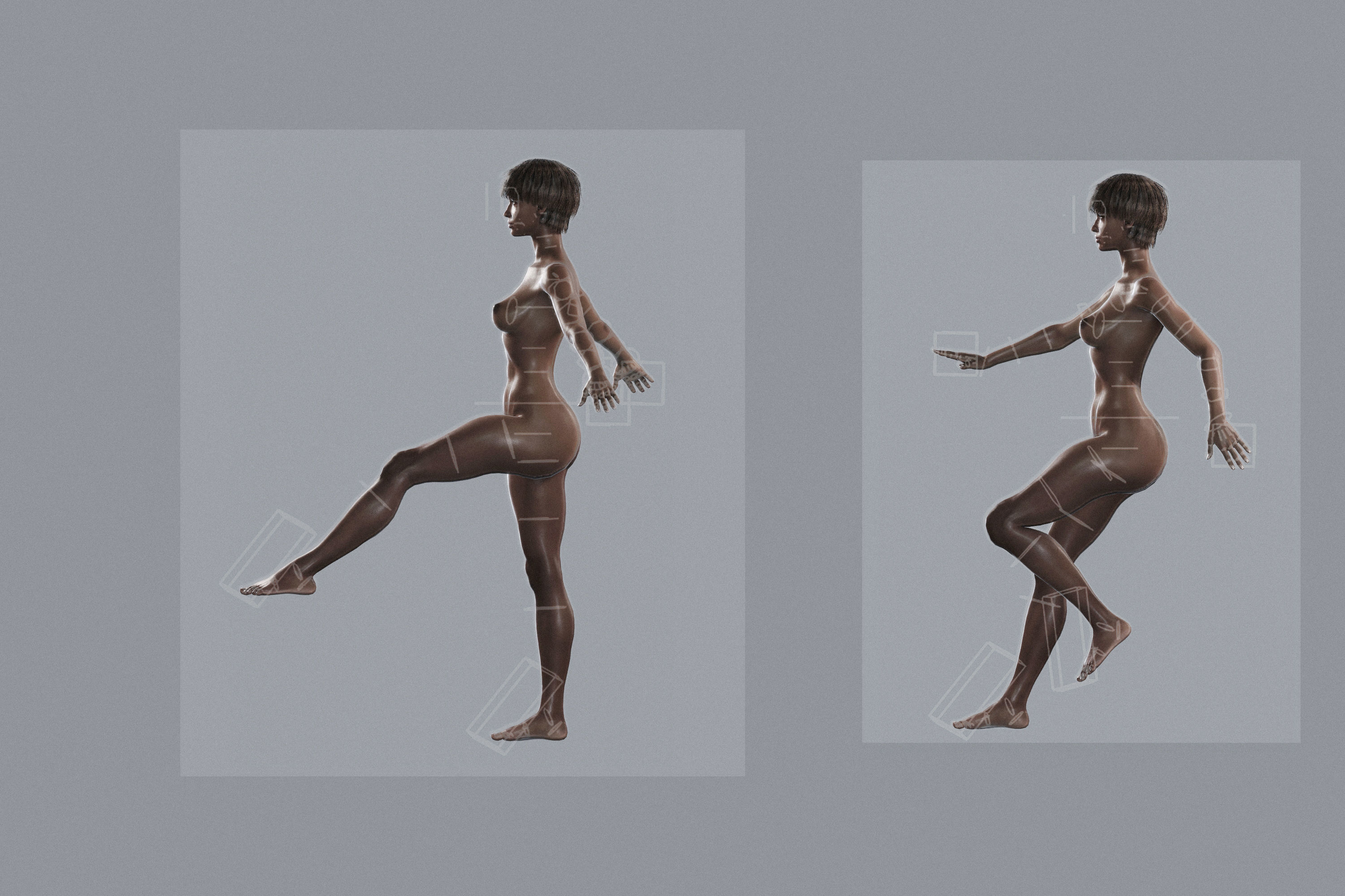 Naked Black Woman Fit Low-poly 3D model_8