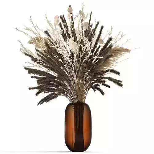 Bouquet of dried flowers in a glass vase 137