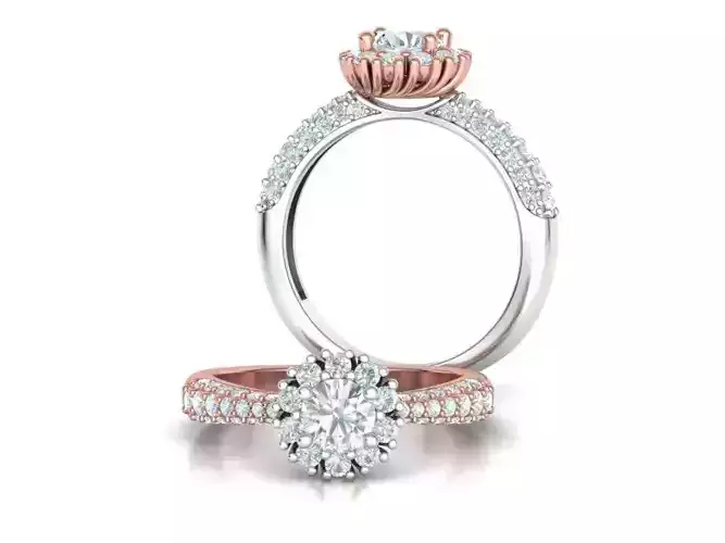 Halo Engagement ring Half Carat Stone Own design ring 3dmodel