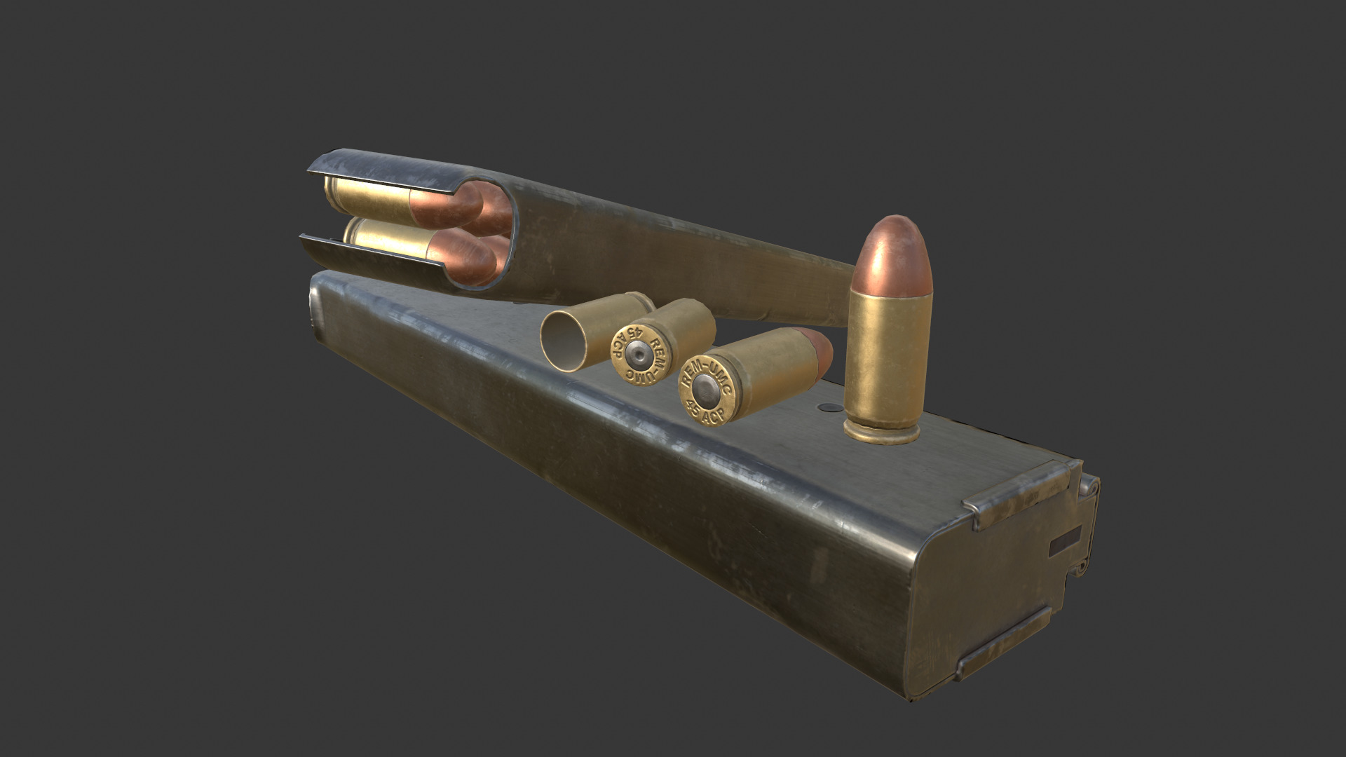 Thompson M1A1 - Low poly Low-poly 3D model_13
