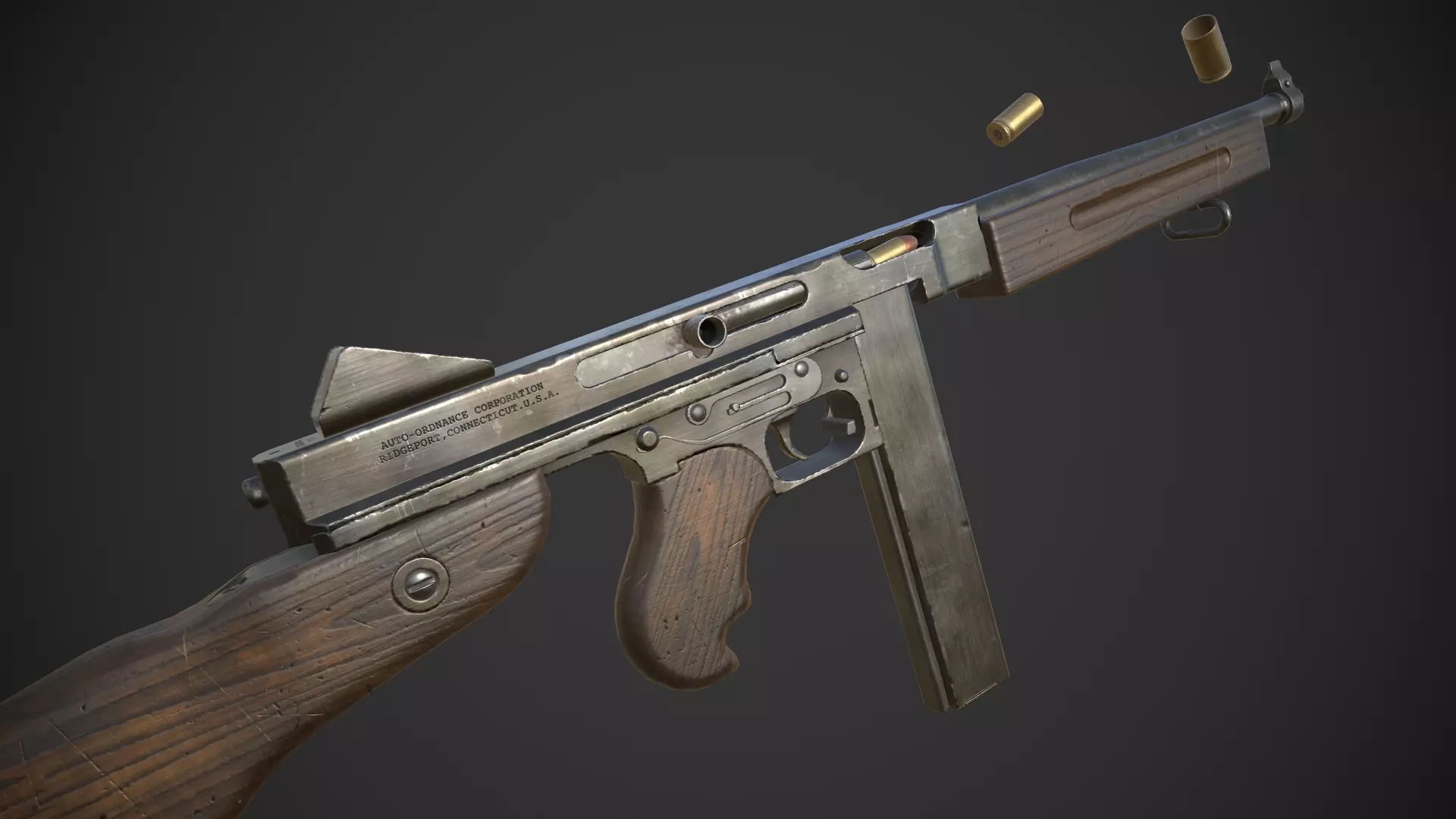 Thompson M1A1 - Low poly Low-poly 3D model_0