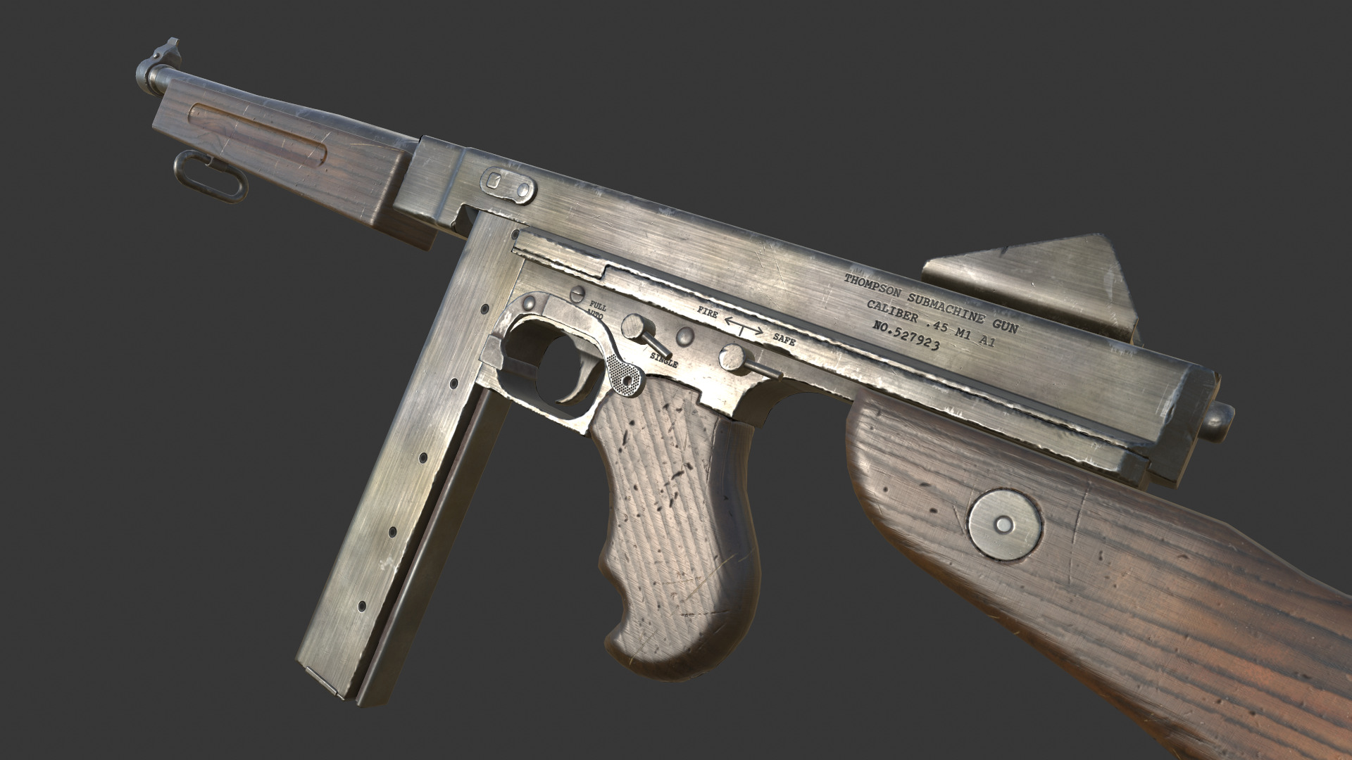 Thompson M1A1 - Low poly Low-poly 3D model_6