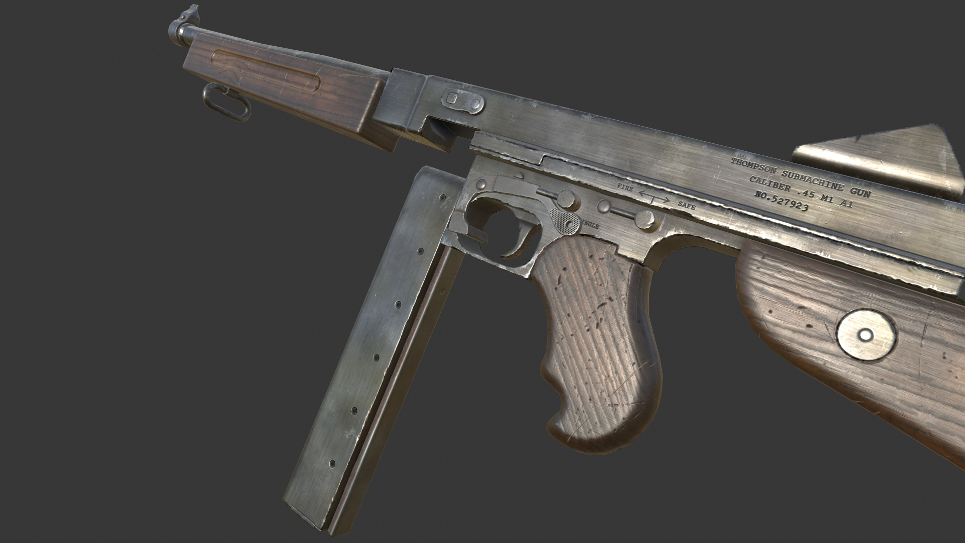 Thompson M1A1 - Low poly Low-poly 3D model_8