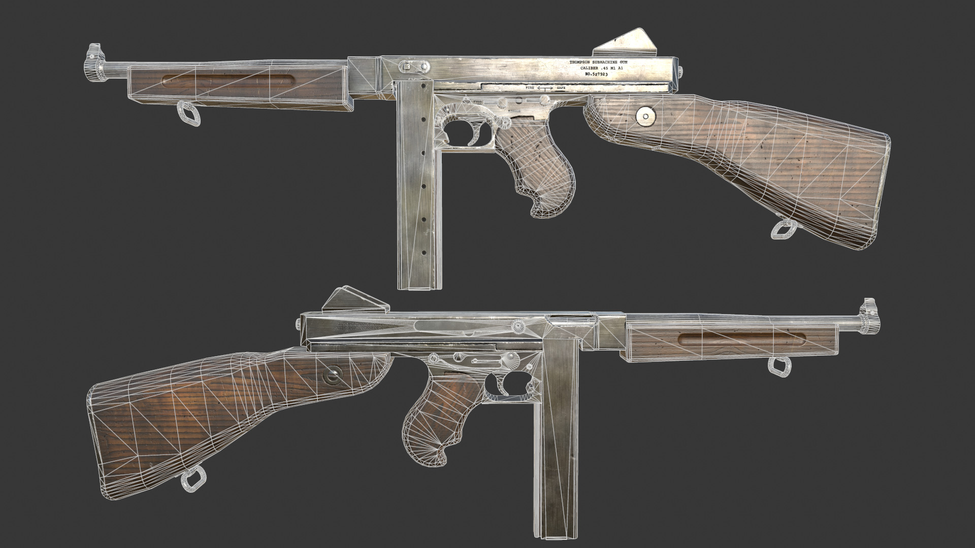 Thompson M1A1 - Low poly Low-poly 3D model_4