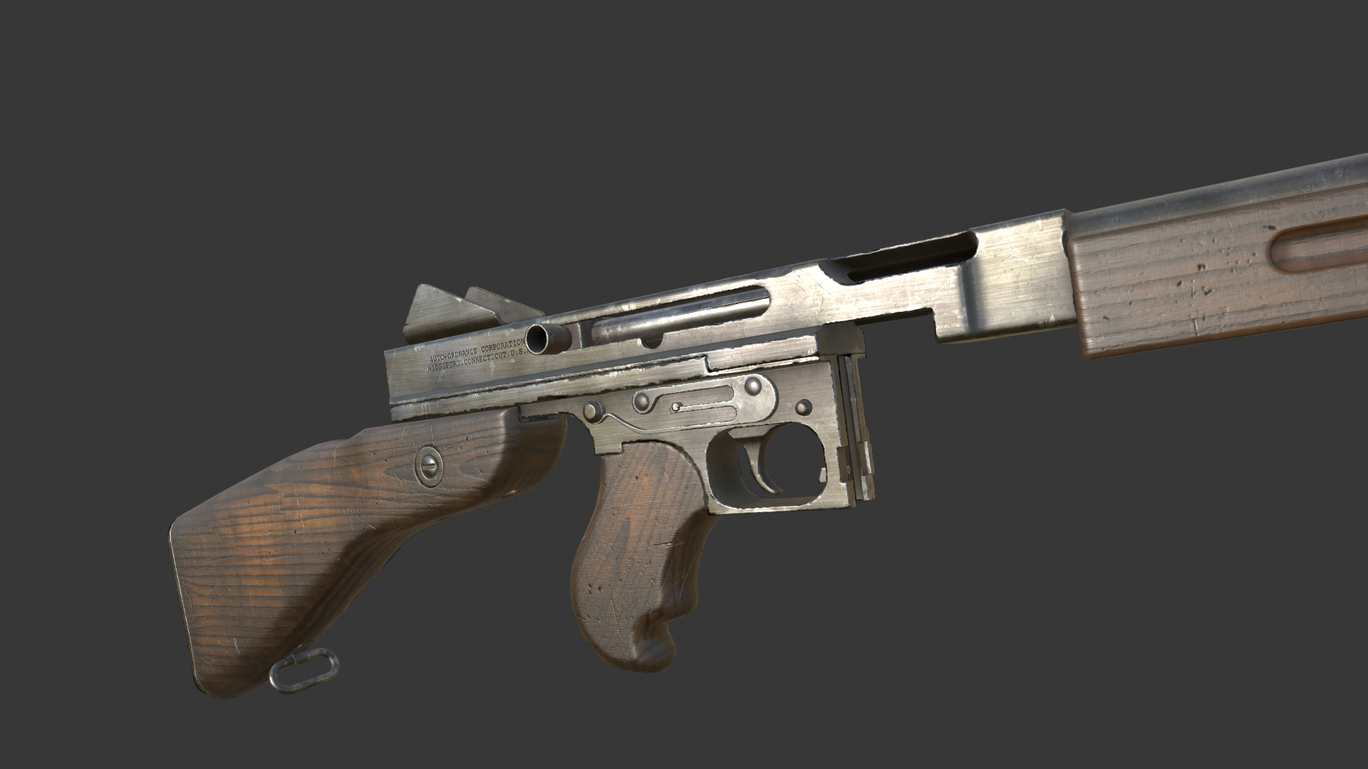 Thompson M1A1 - Low poly Low-poly 3D model_9
