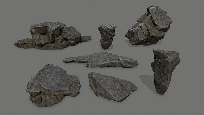 cliff rocks Low-poly 3D model