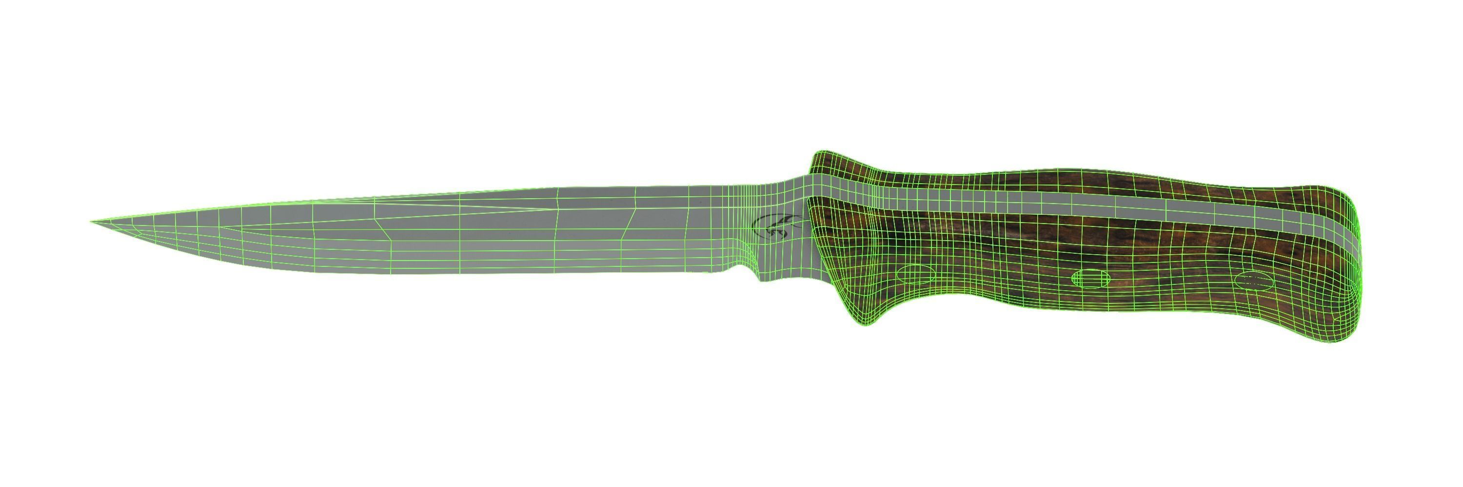 Survival Knife - Model 2 - with 5 Handle Skins Low-poly 3D model_7