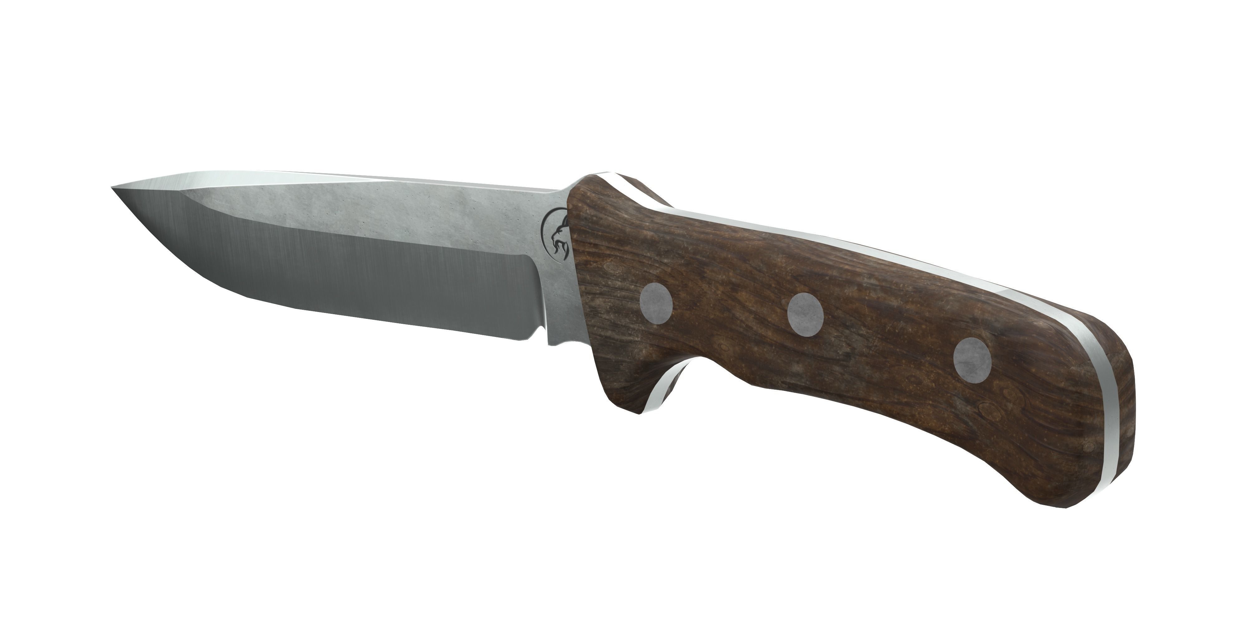 Survival Knife - Model 2 - with 5 Handle Skins Low-poly 3D model_4