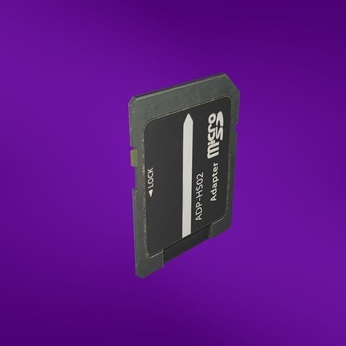 Micro SD adapter Low-poly 3D model