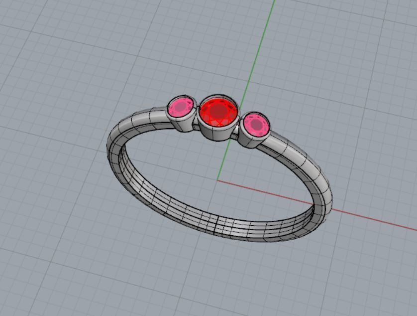 Three stone Bezel ring 3D print model_6
