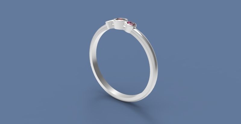 Three stone Bezel ring 3D print model_5