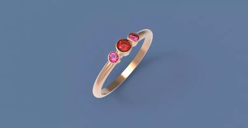 Three stone Bezel ring 3D print model_0