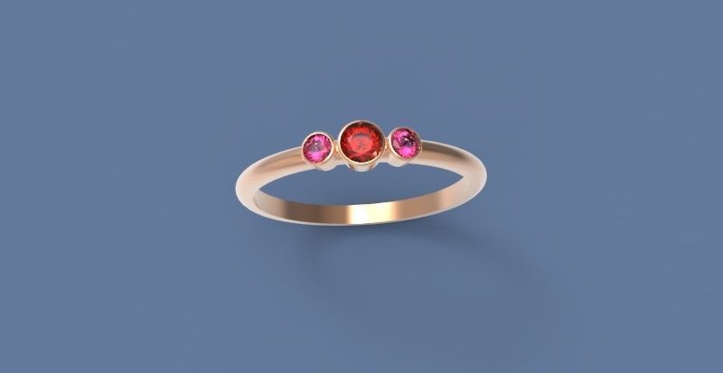 Three stone Bezel ring 3D print model_2