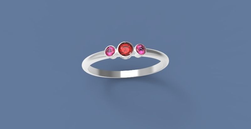 Three stone Bezel ring 3D print model_3