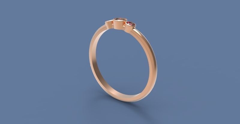 Three stone Bezel ring 3D print model_4