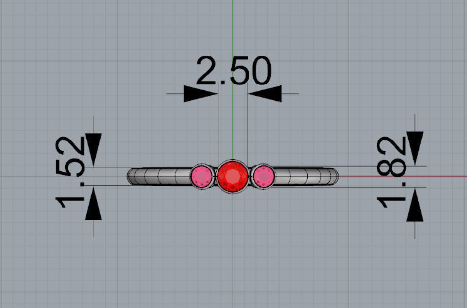 Three stone Bezel ring 3D print model_7