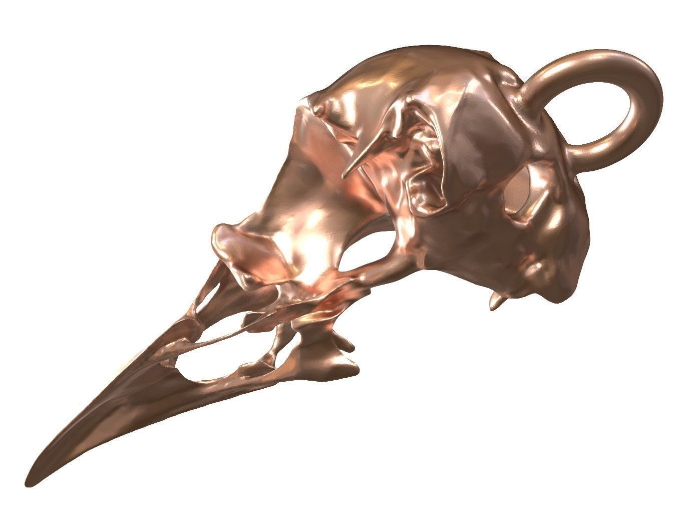 Cranium Charm Raven Bronze 3D print model_4