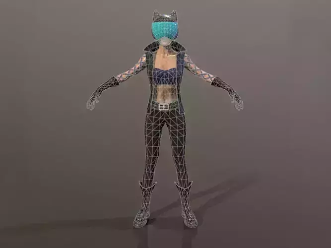 Low-Poly Girl in helmet  Low-poly 3D model
