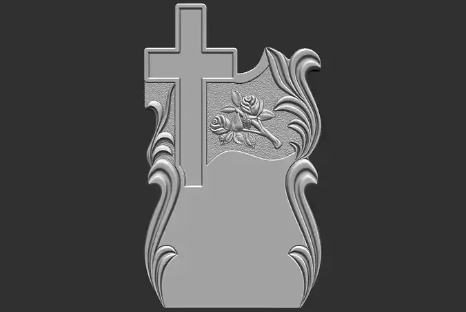 Memorial Tombstone with Cross for cnc Carving 3D print model