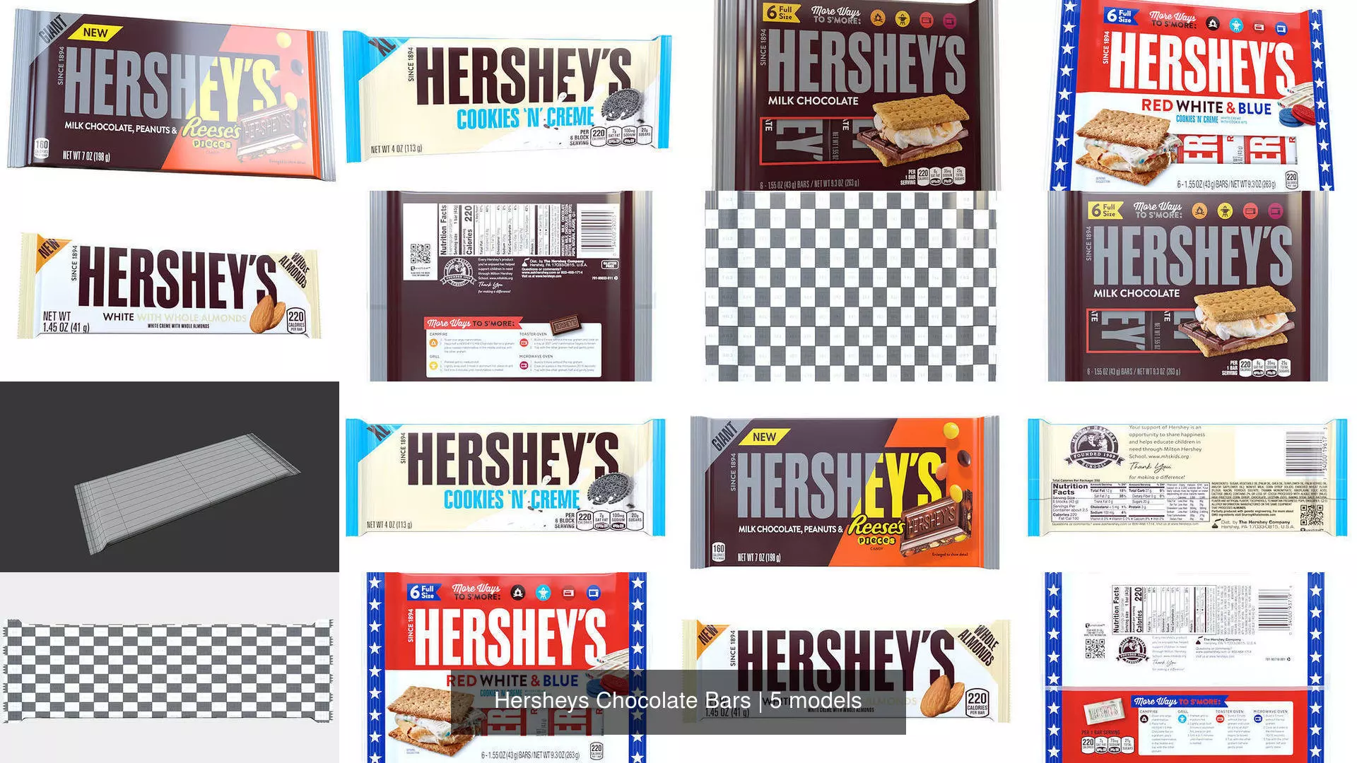 Hersheys Chocolate Bars 3D Model Collection_1