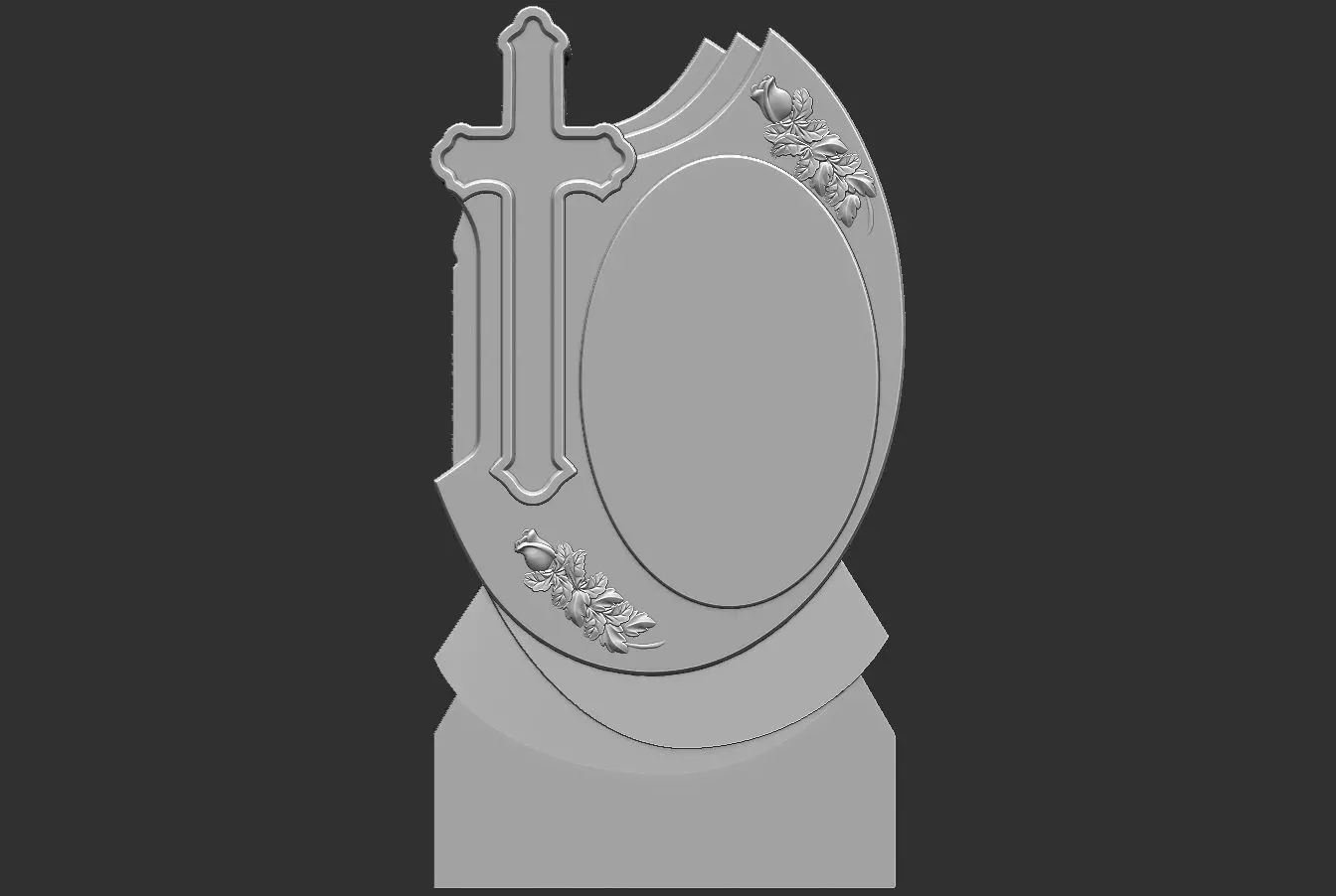 Memorial Tombstone with Cross for cnc Carving 3D print model