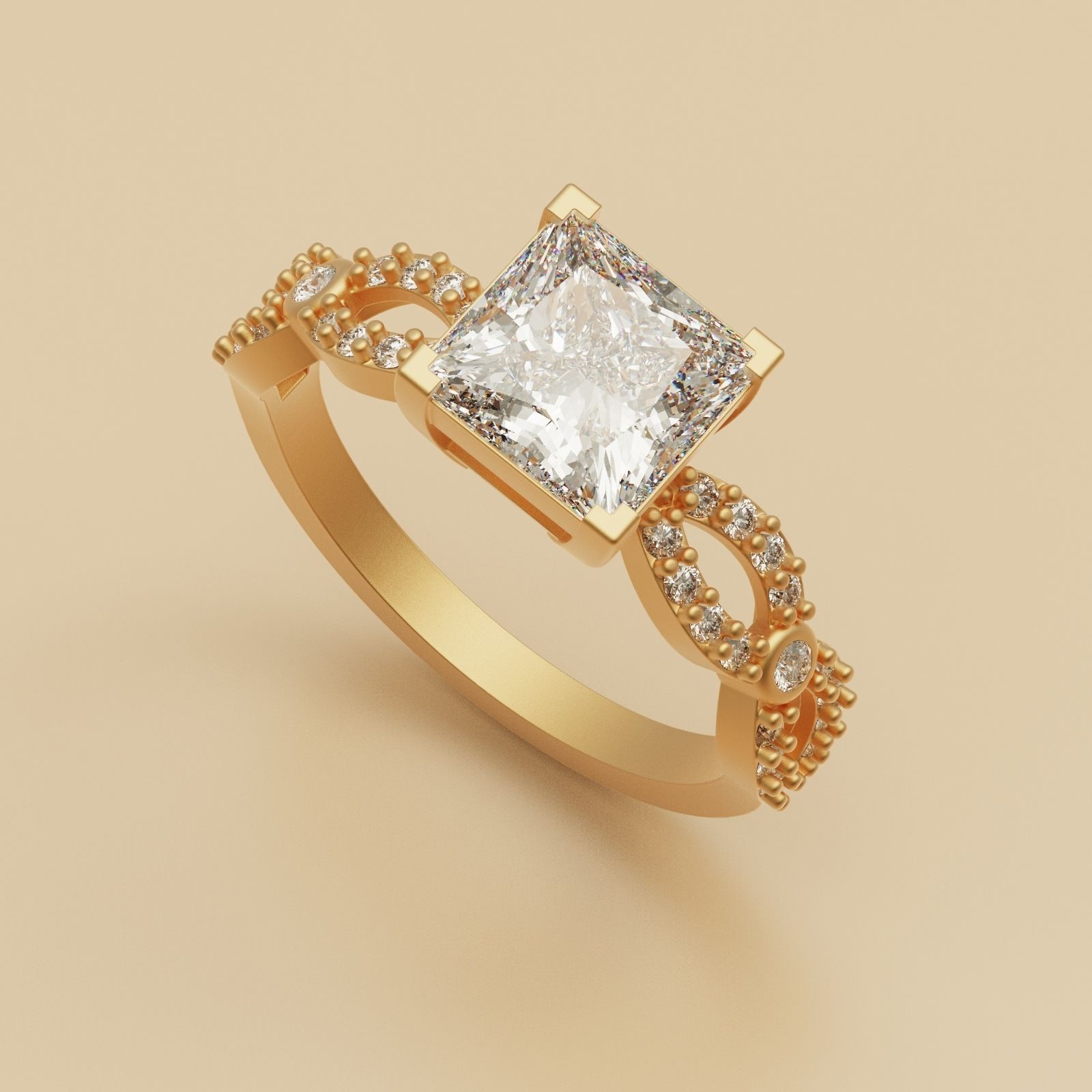 Diamond Ring twist 3D print model_4