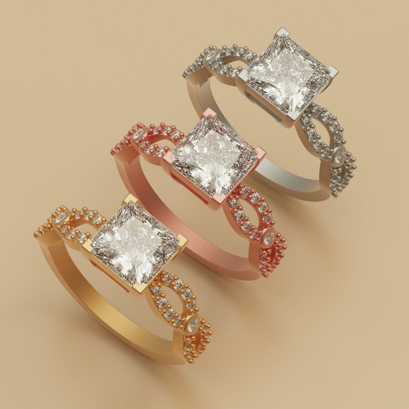 Diamond Ring twist 3D print model_5