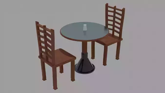 a scene with a table and chairs