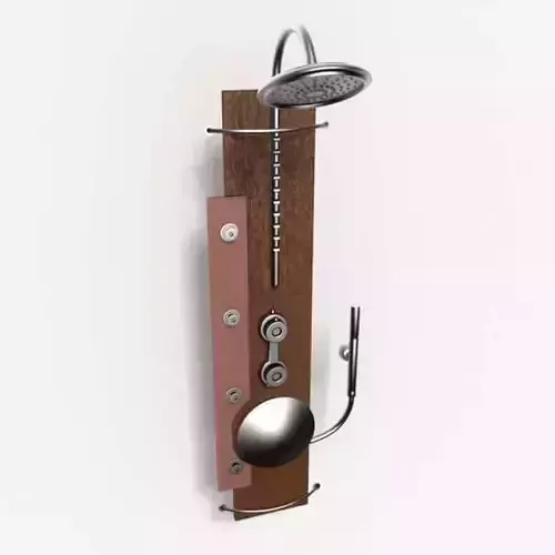 Steel Showerhead With Wood Panel