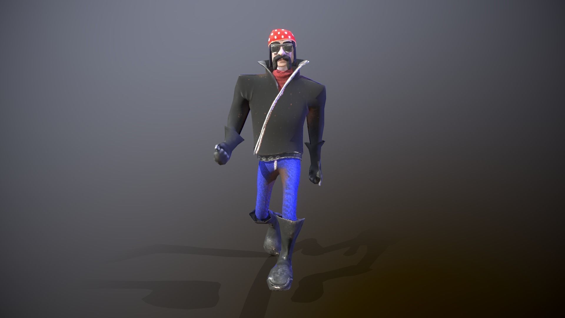 Low-poly Biker character wearing hat Low-poly 3D model_6